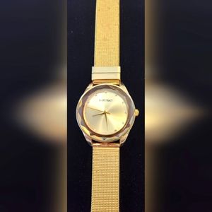 Ellen Tracy Gold Watch with Diamond Accents
